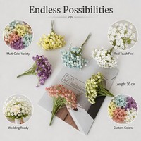 Tige de fleur artificielle de gypsophile multicolore personnalisable pour bouquet de mariage, décoration DIY, vente en gros