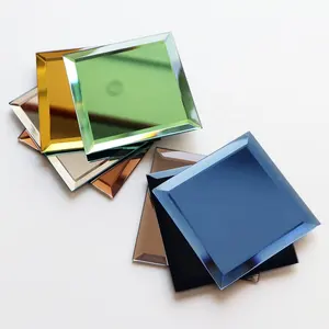 Azulejos de cristal para espejo de pared, diseño moderno, 5mm, champán, dorado, rosa, gris, para Decoración