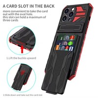 Étui de support d'armure antichoc de soldat de la série Defender avec fente pour carte pour iPhone 16 15 Pro Max 14 13 12 7 8 Plus étuis de téléphone portable