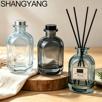 Bouteille diffuseur à bâtonnets en verre dépoli transparent, vert, ambre, rose, de luxe, vide, 50ml, 120ml, 150ml, avec bâtonnets et capuchon de boîte