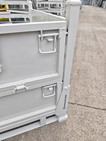 Boîte de rangement en acier solide pliable et empilable |   Conteneur métallique robuste avec entrée pour chariot élévateur pour entrepôt