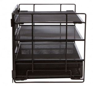 Metal Desktop <b>File</b> Organizer Hanging Mesh <b>File</b> Holder with 4 Trays and 2 Pen Holders Office Desk Organizer - Product Image 4
