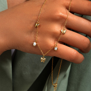 สร้อยคอโชคเกอร์ผีเสื้อเล็กๆ CANNER Dainty เงินแท้ 925 ชุบทอง 18k ประดับเพชรซิร์คอนสำหรับผู้หญิง - Product Image 5