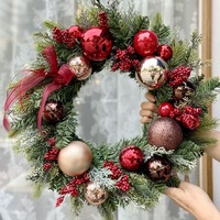 Guirlande de Noël en aiguilles de pin NINI pour décoration intérieure et extérieure, couronne de Noël verte pour porte d'entrée