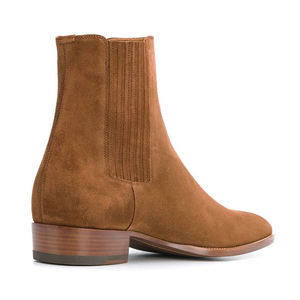 Eleganti stivali in pelle scamosciata <span class=keywords><strong>marrone</strong></span> autunno inverno stivali da <span class=keywords><strong>uomo</strong></span> in vera pelle formale Slip on Logo personalizzato - Product Image 4