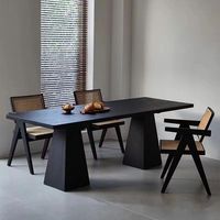 Nouvelle table à manger en bois massif noir de style nordique, table de salle à manger moderne en frêne blanc, mobilier de maison à grand panneau pour bureau