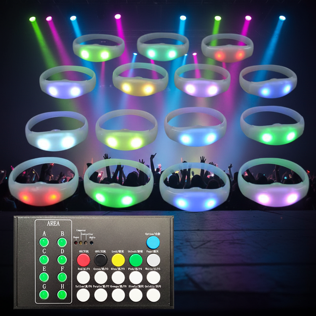 Custom Logo Remote Controlled RFID LED Bracelet DMX Programmable LED Wristband for Sport Event