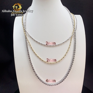 Colar e Pulseira de Prata 925 Simples, Acessíveis, com Corrente de Contas Moon Ice de 2mm e <span class=keywords><strong>4mm</strong></span>, Sem Moissanite, Corrente Tipo Corda, Corte Milk - Product Image 2