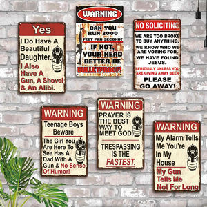 Letrero Metálico Divertido de Advertencia, No Solicitar Servicios, <span class=keywords><strong>Papá</strong></span> con Pistola, Humor, Decoración de Pared para Garaje, Bar, Cuarto de Hombre, Placa de Puerta Humorística de Seguridad - Product Image 2