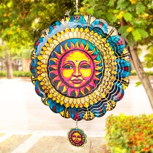 Molinillo de Viento 3D de Acero Inoxidable con Corte Láser, Arte Metálico de 12 Pulgadas, Molinillo de Viento Colgante con Diseño de Dios Sol, Decoraciones Cinéticas para Jardín - Product Image 5
