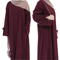 Robe Abaya Modeste et Élégante en Tricot avec Nœud, Grande Taille, Vêtements Islamiques pour Femmes Musulmanes, Abaya de Dubaï