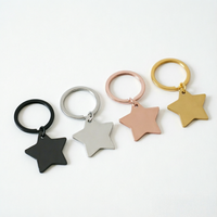 Porte-clés en acier inoxydable poli brillant, finition antique, en forme d'étoile, meilleurs porte-clés en métal