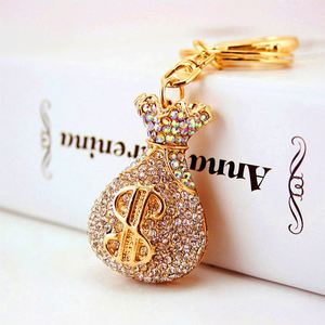 New Design Metal <b>Money</b> Bag Key Chains Rhinestone Dollar Style Keyholders Lucky Bag Keychains for Gift - Product Image 2