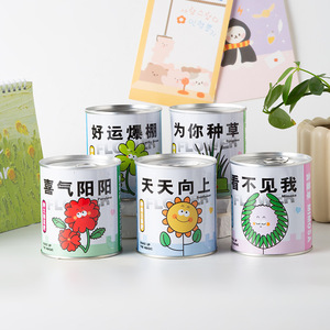 Plantas enlatadas, mini semillas de plantas verdes, decoración de escritorio DIY, regalo para niños, decoración del hogar, forma circular, impresión digital, origen Zhejiang - Product Image 3