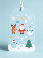 Étiquettes cadeaux de Noël, mignonnes, imprimées avec Père Noël, bonhomme de neige et renne, en papier avec dorure à chaud, pour emballer les cadeaux de Noël