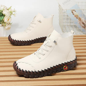 Chaussures pour femmes faites à la main, décontractées, polyvalentes, à semelle souple, grande taille, montantes, plates, en microfibre simple couche, couleur bœuf - Product Image 1