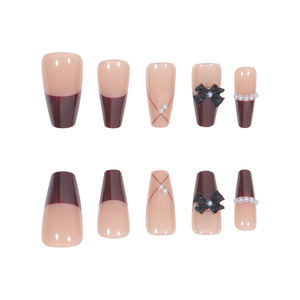 Flores francesas Prensa en las uñas Flash Diamante 3D Diamantes de imitación Brillo Brillante Uñas postizas Bailarina larga Ataúd Puntas falsas <span class=keywords><strong>Manicura</strong></span> - Product Image 1