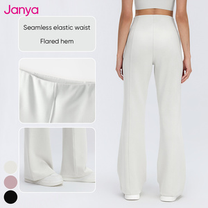 Pantalon de <span class=keywords><strong>sport</strong></span> décontracté évasé Janya pour <span class=keywords><strong>femme</strong></span>, couleur unie, ample, respirant, doux pour la peau, taille élastique, idéal pour la course à pied - Product Image 4