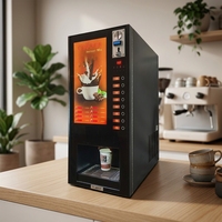 Distributeur automatique de café 8 boissons, 4 cartouches de 1,5 kg, distribution automatique de gobelets, 1600 W, commercial, libre-service