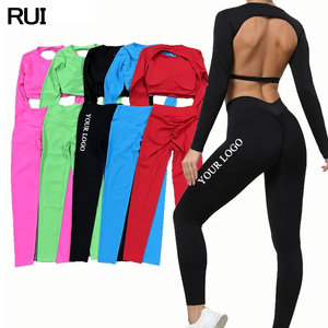Traje más nuevo personalizado, ropa para correr, manga larga, ropa deportiva para motorista, conjunto de 2 Uds de Yoga para mujer, conjunto de ropa activa para gimnasio y Fitness - Product Image 1
