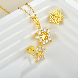 Collier pendentif flocon de neige de luxe plaqué or 18 carats, serti de zircon cubique, bijoux élégants pour femmes pour mariage, anniversaire - Product Image 5