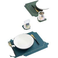 Fourniture d'usine coupe personnalisée Simple tapis de plaque en cuir PU pour salle à manger café thé tasse tapis Table sous-verres Promotion cadeaux
