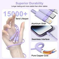 TKT 3-en-1 3A Charge Rapide Multi-USB Type-C Câble Micro USB avec pour Adaptateur pour Ordinateurs