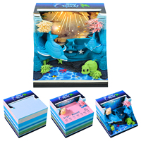 Bloc-notes 3D Sea World 2027, calendrier, sculpture en papier sur le thème de l'océan, notes adhésives, décoration de bureau, cadeau avec couvercle anti-poussière en acrylique et lumière LED