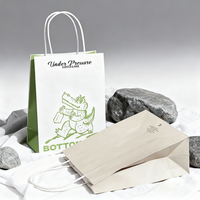 Sacs de shopping en papier kraft blanc et brun personnalisés en gros avec poignées, sacs à emporter pour la restauration