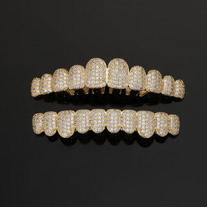 Grilles dentaires Xuanlian Fine plaquées or 18 carats, 8 dents, style géométrique, hip-hop |   <span class=keywords><strong>Grillz</strong></span> personnalisés pour les dents, modèle YT4203 - Product Image 5