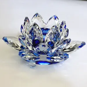 Honor Of Crystal Crystal Glass Flower Transparent Terrarium Lotus Flower Glass Candle Holder Crystal Flower With Top