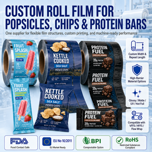 Rouleau de <span class=keywords><strong>film</strong></span> plastique laminé thermoscellé imprimé personnalisé <span class=keywords><strong>Film</strong></span> alimentaire pour biscuit de bonbon pour l'emballage de snacks Lignes de production automatisées - Product Image 2