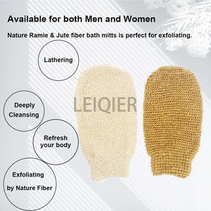 Guantes de Baño y Ducha Orgánicos con Logotipo Personalizado, Guantes Exfoliantes de Fibra de Yute Natural de Doble Cara para el Cuidado Corporal - Product Image 3