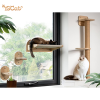 Vente en gros de meubles modernes de luxe pour chats 2 en 1 hamac avec ventouses solides pour fenêtre étagère en bois perchoir pour fenêtre design monté sur arbre