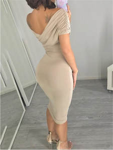 2023 verano mujeres Sexy elegante Deep V Midi lápiz Vestidos Color sólido Bodycon Vestidos Slim Fit <span class=keywords><strong>Prom</strong></span> vendaje Vestidos - Product Image 4