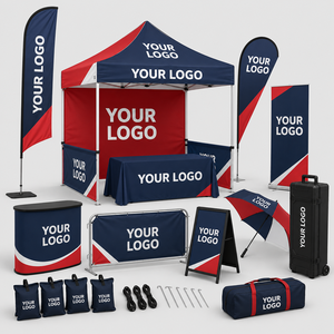 Kit de stand para campañas corporativas con carpa publicitaria, sombrillas, cuadernos, credenciales, pulseras, abanicos de mano y gorras, carpa para ferias comerciales - Product Image 1