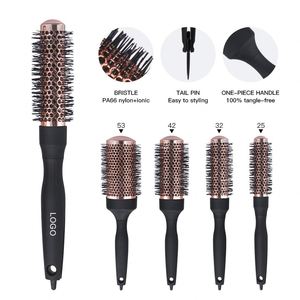 Cepillo de cerdas iónicas de cerámica chapado en oro rosa de alta gama con mango de pinza para uso en salón - Product Image 3