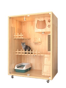 宠物工厂定制设计多层豪华实木宠物屋猫别墅屋 - Product Image 5