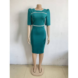 Hochwertige O-Ausschnitt Frauen Dame Elegant Beliebteste Schöne Koreanische Mode Halbarm Kleid - Product Image 4