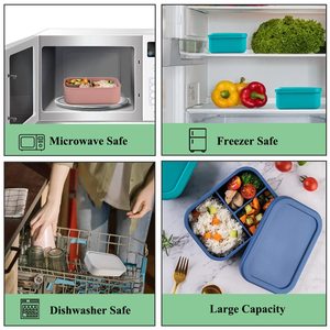 Boîte à lunch en silicone réutilisable Boîte à lunch Bento en silicone sans BPA Boîte de conservation des aliments frais pour micro-ondes de qualité alimentaire avec couvercles - Product Image 2