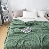 Plaid en pur coton tricoté, 100 % coton, rafraîchissant pour toutes les saisons, pour la maison