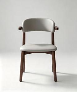 Fauteuil de salon moderne en cuir, dossier solide, pieds en bois, design ergonomique, style minimaliste, mobilier de maison - Product Image 1