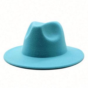 Wholesale Eco-Friendly Promotional Formal Casual Flat Wide Brim Fedora <b>Hat</b> <b>for</b> Unisex Adults Burgundy Solid Color - Product Image 4