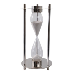 Clessidra moderna in metallo e vetro con base a bussola, timer a sabbia per decorazioni casa e ufficio - Product Image 1
