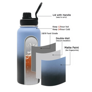 Logotipo personalizado <span class=keywords><strong>1000ml</strong></span> garrafa de vácuo de aço inoxidável 32 oz exterior para tampa térmica isolada 12-24 horas térmicas - Product Image 5