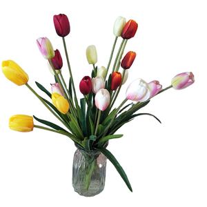 53cm de altura 3 cabezas Real Touch Bush tulipanes de seda flor artificial para el hogar Día DE LA MADRE Pascua Navidad Año Nuevo decoraciones - Product Image 1