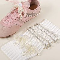 Boucle de chaussure SF Princess Bow Pearl, accessoires décoratifs en dentelle florale avec chaîne, origine CN/GUA, modèle femme XZS-01