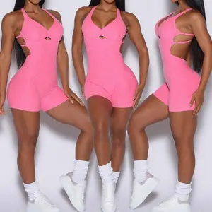 Custom Fitness Romper Cross Back Romper Backless Yoga Romper Workout Training Yoga Wear