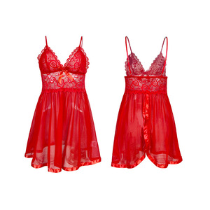Chemise de nuit sexy en satin pour <span class=keywords><strong>femme</strong></span> avec dentelle, sans manches, dos ouvert, respirante, pour l'été, l'automne et le printemps - Product Image 4