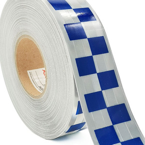 Độ bóng cao phản chiếu PVC TRIM băng cho an toàn thống nhất màu xanh trắng phản chiếu Checker băng phản chiếu vải băng - Product Image 2